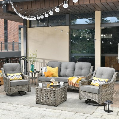 XIZZI OUTDOOR SWIVEL ROCKER SETS: 3-PC Rocker + Modular Sofa & Fire Pit Options - All-Weather Fabric, 8 Color Choices for Patio, Garden, Poolside