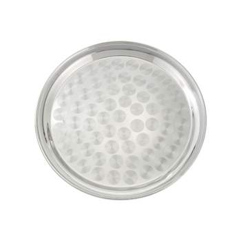 Winco Serving Tray with Swirl Pattern, Stainless Steel, Round