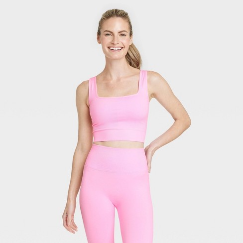 Women's Seamless Square Neck Crop Tank Top - All In Motion™ Pink S