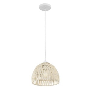 JONATHAN Y Campana Bohemian Modern Woven Rope/Iron LED Pendant - 1 of 4