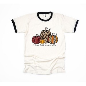Simply Sage Market Women's I Love Fall Most Of All Pumpkins Short Sleeve Ringer Tee - 1 of 4