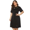 Coolmee Women Plus Size Hollow Chest Short Sleeve Wrap Large A-Line Midi Dress - 3 of 4