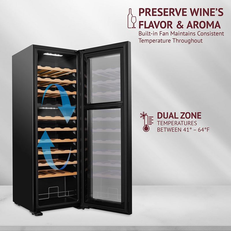 Schmecke 44 Bottle Dual Zone Wine Fridge, Small Cooler Refrigerator, 4 of 6