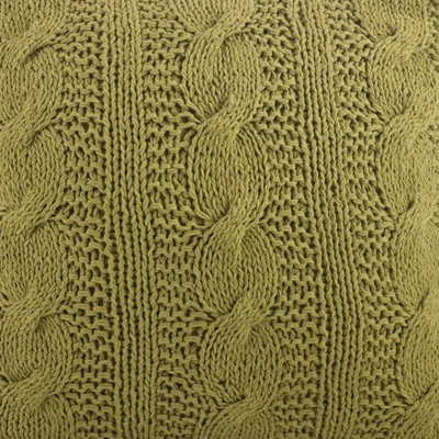 Grass Green Cable Knit Cotton Square Throw Pillow Set