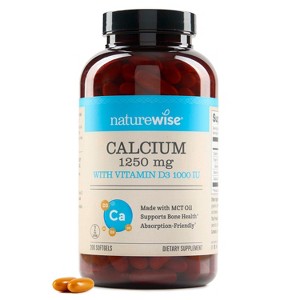 NatureWise High-Purity, All-Natural Calcium 1250mg + Vitamin D3 1000IU + Organic MCT Coconut Oil - Pregnancy Safe, Non-GMO - 1 of 4