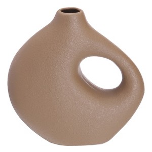 Unique Bargains Ceramics Minimalist Modern Decorative Vase Earth Brown - 1 of 4