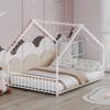 Okak Twin/Full House Metal Bed Frame with Roof & Lights,Modern Floor Platform Bed for Kids Room,Bedroom,No Box Spring Needed - 2 of 4