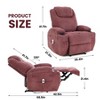 Electric Recliner with Massage & Heat, 135° Adjustable Corduroy Chair with Cup Holders, Side Pockets - 3 of 4