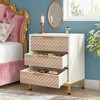 Gulches White and Gold Light Wood Grain Nightstands (3 Drawers), All-Match Bedside End Tables with Storage for Bedroom Living Room - 3 of 4