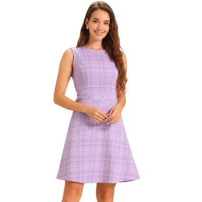 INSPIRE CHIC Women's Plaid Sleeveless Fit A-Line Houndstooth Work Mini Dress