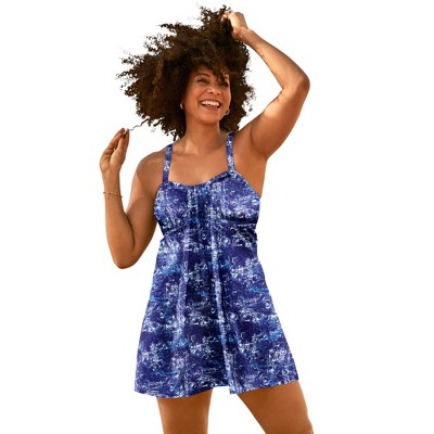 Swim 365 Women's Plus Size Two-Piece Flyaway Swim Dress