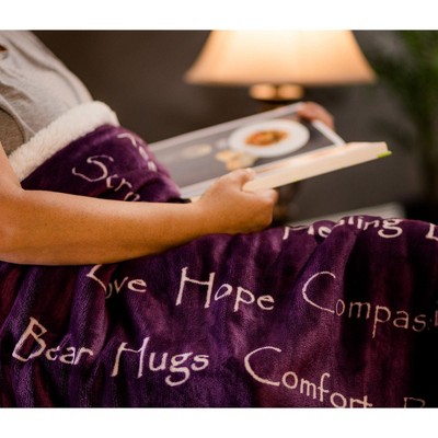 Purple Reversible Faux Fur and Sherpa Throw Blanket