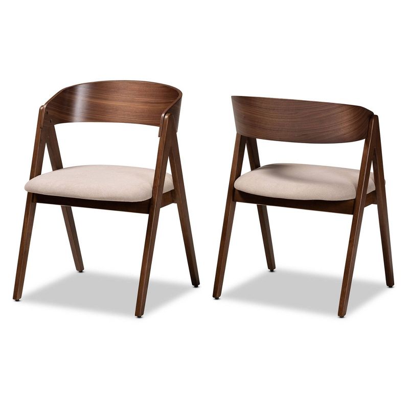 2pc Danton Fabric Upholstered Wood Dining Chair Set - Baxton Studio, 1 of 11