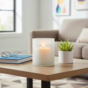 Decorative Frosted Glass Bottom Hurricane Candle Holder - Modern Pillar Candlestick Holder for Entryway, Living Room, or Any Occasion - 1 of 4