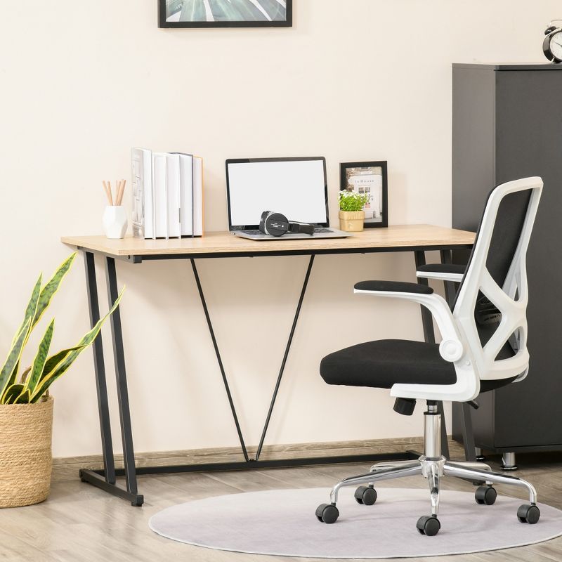 HOMCOM Home Office Computer Desk, Writing Desk, Laptop Table with Z-Shaped Metal Frame, V-Shaped Support Bar, and MDF Tabletop, Black, 2 of 7