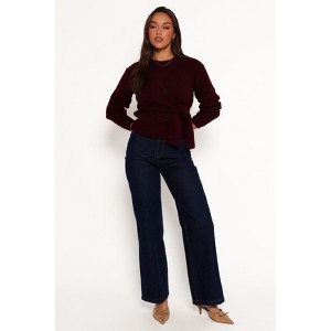 Petal and Pup Ettie Wrap Side Tie Knit Sweater - Burgundy - 1 of 4