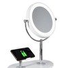 Makeup Mirror with Qi Charging Stand White (Includes LED Light Bulb) - OttLite: Wireless, 5X Magnifying, USB Port - image 2 of 4