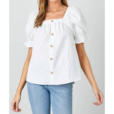 Women's Textured Square Neck Blouse - Polagram