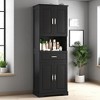 Tall Bathroom Storage Cabinet with 4 Doors, 1 Drawer, Open Shelf & Adjustable Storage, Anti-Tip Design, Black, 16.1" Wide - 2 of 4
