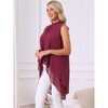INSPIRE CHIC Women's Casual Tie Back Asymmetrical High Low Sleeveless Mock Neck Flowy Blouse - 3 of 4