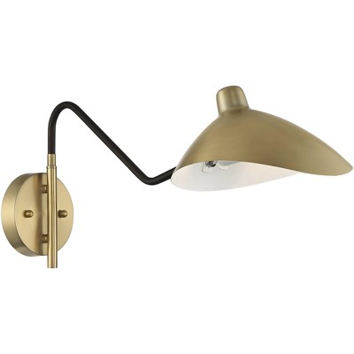 360 Lighting Colborne Brass and Black Hardwire Swing Arm Wall Lamp