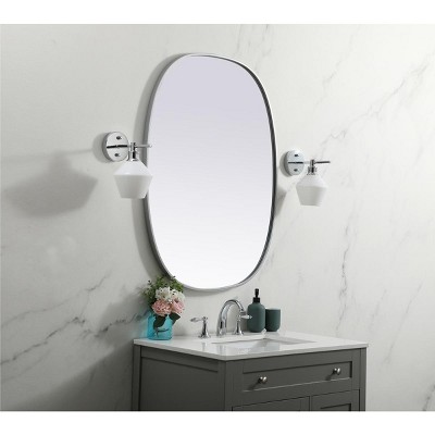 Silver Metal Framed Oval Full Length Vanity Mirror
