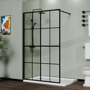 46"x72" Shower Glass Panel, 0.2" Thick Clear Tempered Glass Framed Shower Screen, Doorless Design Wet-room Glass Shower Wall For Walk-in Bathroom - 1 of 4