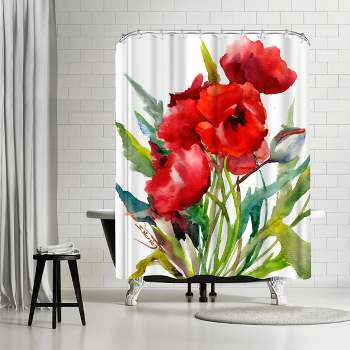 Americanflat 71 x 74 Shower Curtain, Red Milk Snake by Suren Nersisyan