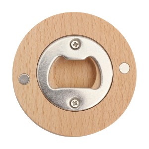 Unique Bargains Bottle Opener Magnetic Beer Opener Beech Wood Light Brown 2.56"x0.59" 1 Pcs - 1 of 4