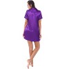 Alexander Del Rossa Women's Satin Nightgown, Boyfriend Style Short Sleeve Sleep Shirt - 2 of 3