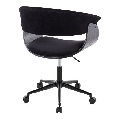 Black Velvet and Metal Swivel Office Chair