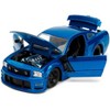 2006 Ford Mustang GT Blue Metallic with Matt Black Hood and Stripes "Bigtime Muscle" Series 1/24 Diecast Model Car by Jada - 2 of 4
