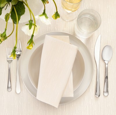 Ivory Textured Polyester Rain Resistant Table Napkins, Set of 4