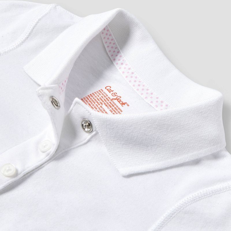 Toddler Girls' Adaptive Long Sleeve Polo Shirt - Cat & Jack™ White , 3 of 4