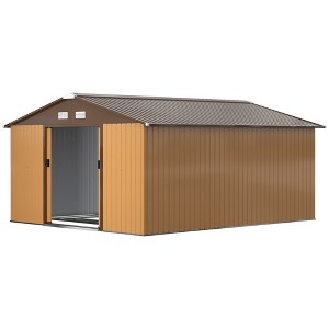 Garden Metal Shed, Storage Shed Utility Storage with Double Locking Doors for Bike Tools - 1 of 4