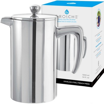 Belwares Stainless Steel French Coffee Press, with Double Wall and Extra  Filters 34oz