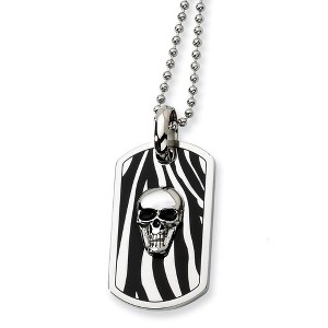 Black Bow Jewelry Men's Stainless Steel Enameled Skull Dog Tag Necklace - 1 of 4