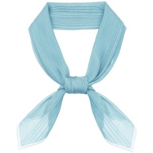 INSPIRE CHIC Women's Pleated Chiffon Contrast Color Trim Semi Sheer Stretchy Gauze Neck Scarves 1Pc - 1 of 4