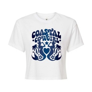 Women's - Instant Message - Coastal Cowgirl Mermaids Cropped Graphic T-Shirt - 1 of 4