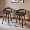 Bar Stools Set of 2, Swivel Bar Height Stools with Low Back, Wood Bar Chairs with Soft Cushion Seat, 25-Inch Seat Height - Leovsnove - 3 of 4