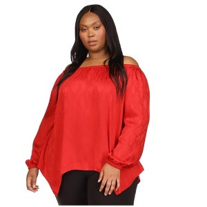 Michael Kors Womens Jacquard Handkerchief Off the Shoulder Blouse - 1 of 1