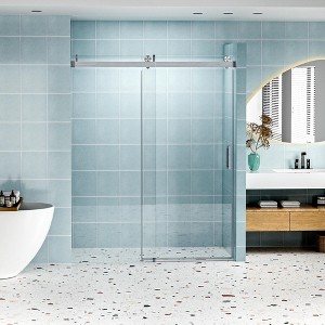 NicBex Shower Door 76"H Frameless Single Bypass Bathroom Sliding Shower Door with 1/4" (6mm) Tempered Glass Soft-closing - 1 of 4