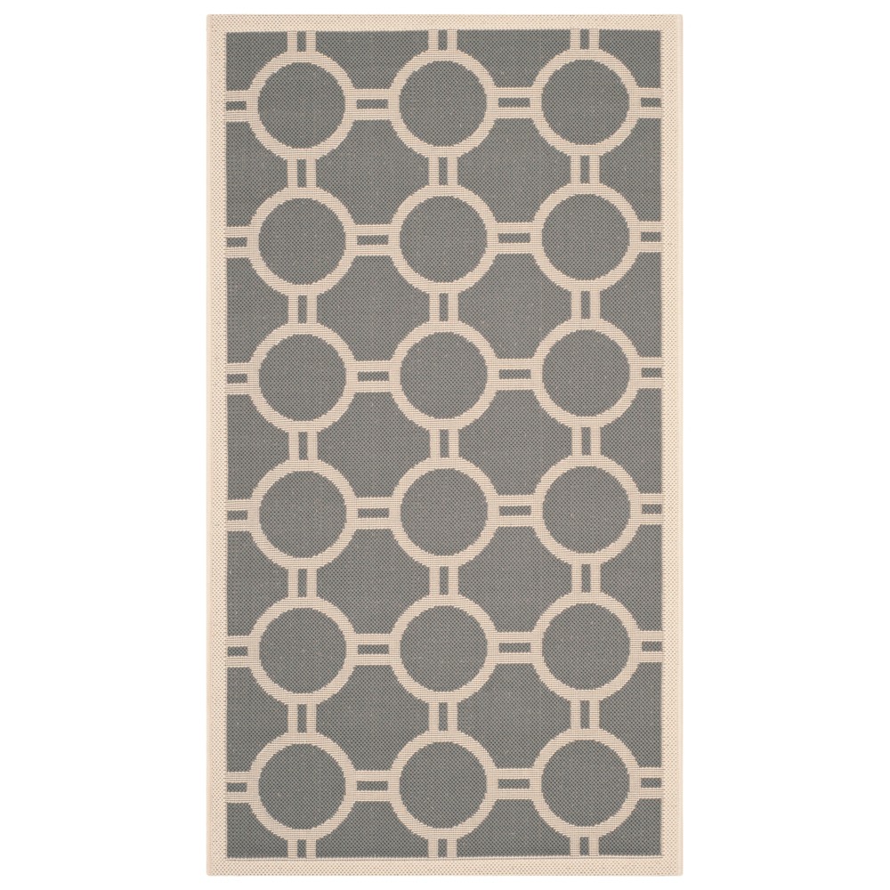 2'7in x 5' Courtyard Ariel Outdoor Rug - Anthracite/Beige - Safavieh