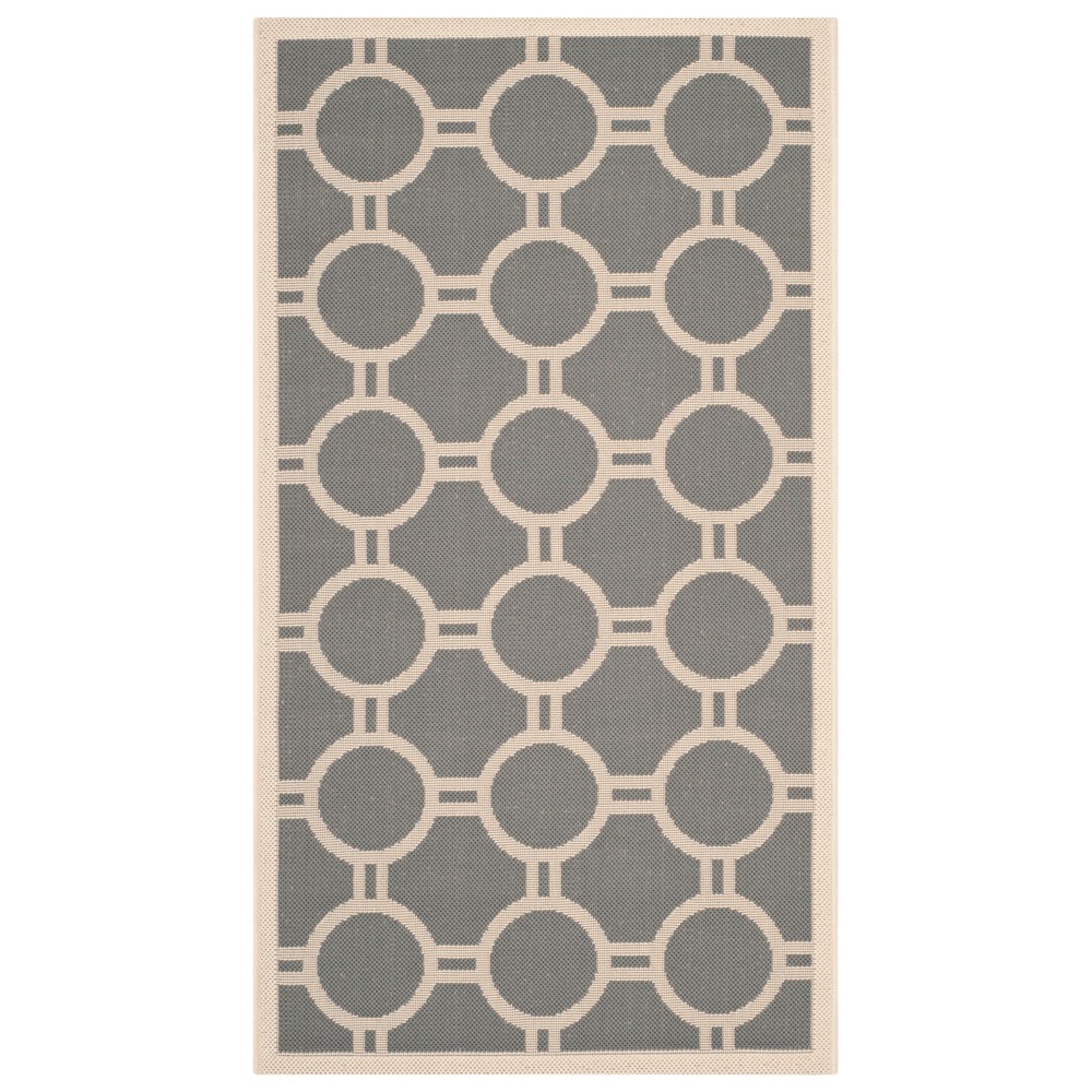 2'7in x 5' Courtyard Ariel Outdoor Rug - Anthracite/Beige - Safavieh