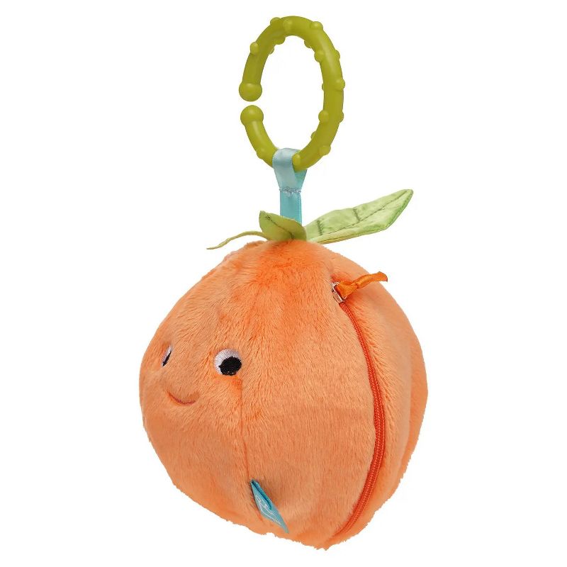Manhattan Toy Mini-Apple Farm Orange Baby Travel Toy with Rattle, Squeaker, Crinkle Fabric & Teether Clip-on Attachment, 1 of 13