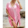 Womens Knit Swimsuit Cover Up Lace Up Beach Cover Up Dress - 3 of 3