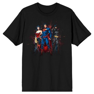 Justice League Dream Team Trio Men's Black T-shirt - 1 of 1