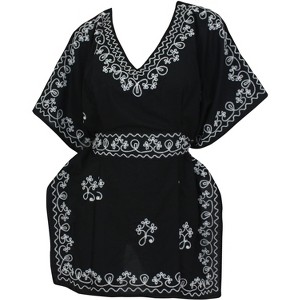 HAPPY BAY Women's Beachwear Summer Vacation Swimwear Mini Swim Suit Beach Dress Short Front Tie Bathing Suit Cover Ups Large-X-Large Black Solid - 1 of 3