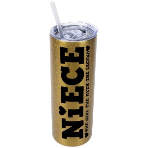Elanze Designs Vegas Gold 20 Ounce Double Wall Stainless Steel Glitter Travel Tumbler With Sliding Lid And Straw, Niece The Girl The Myth The Legend - 1 of 4
