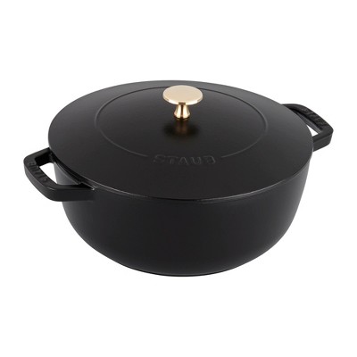 Staub Cast Iron Dutch Oven 5-qt Tall Cocotte, Made in France, Serves 5-6,  Matte Black